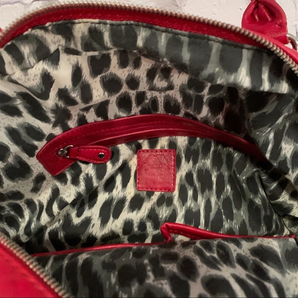 Gramercy Designs red double handle handbag with leopard interior and coin purse - Picture 8 of 11